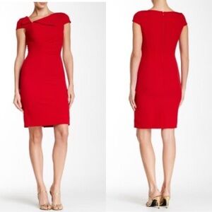 TAHARI Fold Over Neck Sheath Dress Sz 10